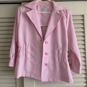 Joan Rivers pink and white striped top small